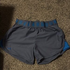 Under Armour Gray and Blue Athletic Shorts Lightweight Design